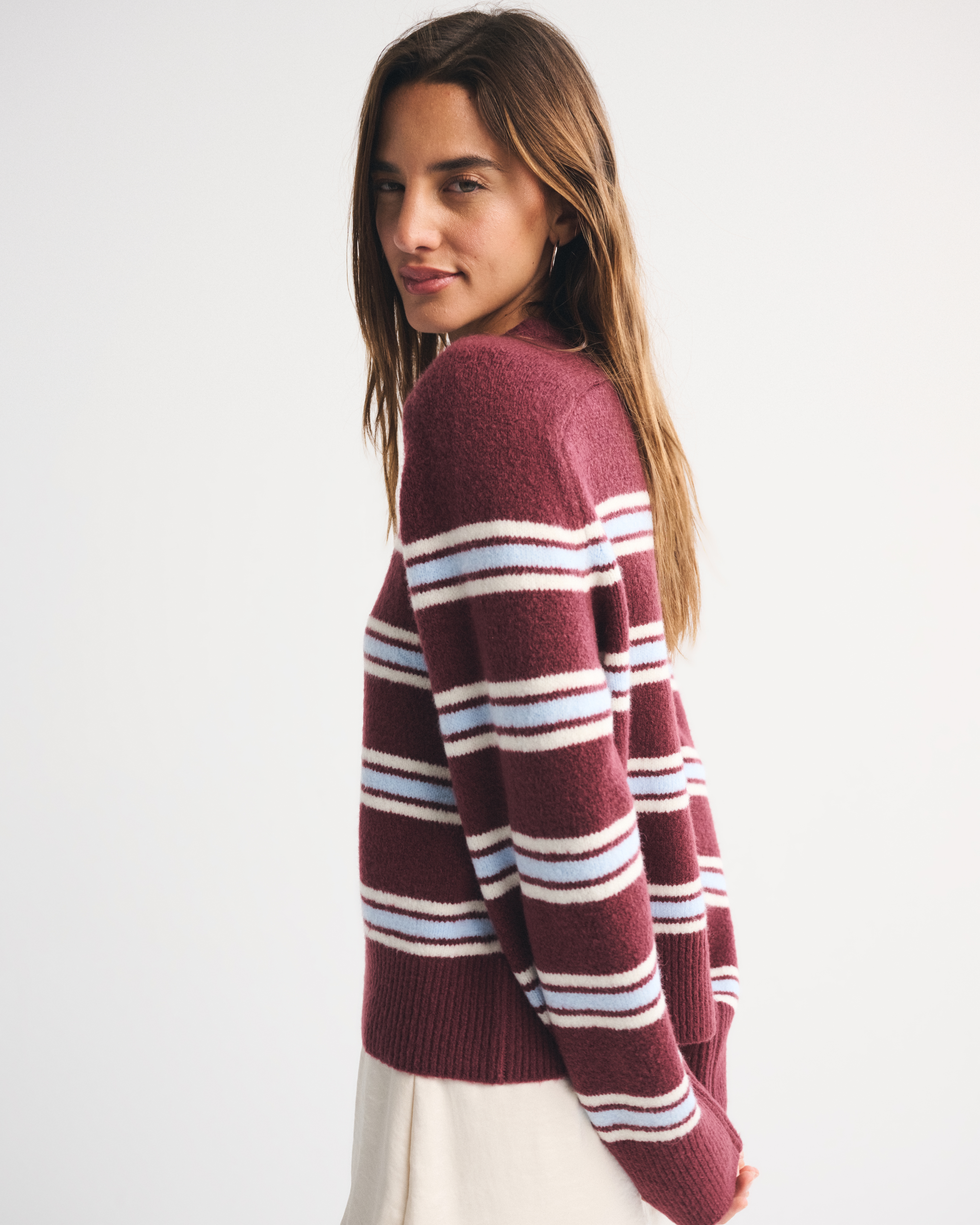 Abercrombie & Fitch The A&f Madeline Crew Sweater In Burgundy
