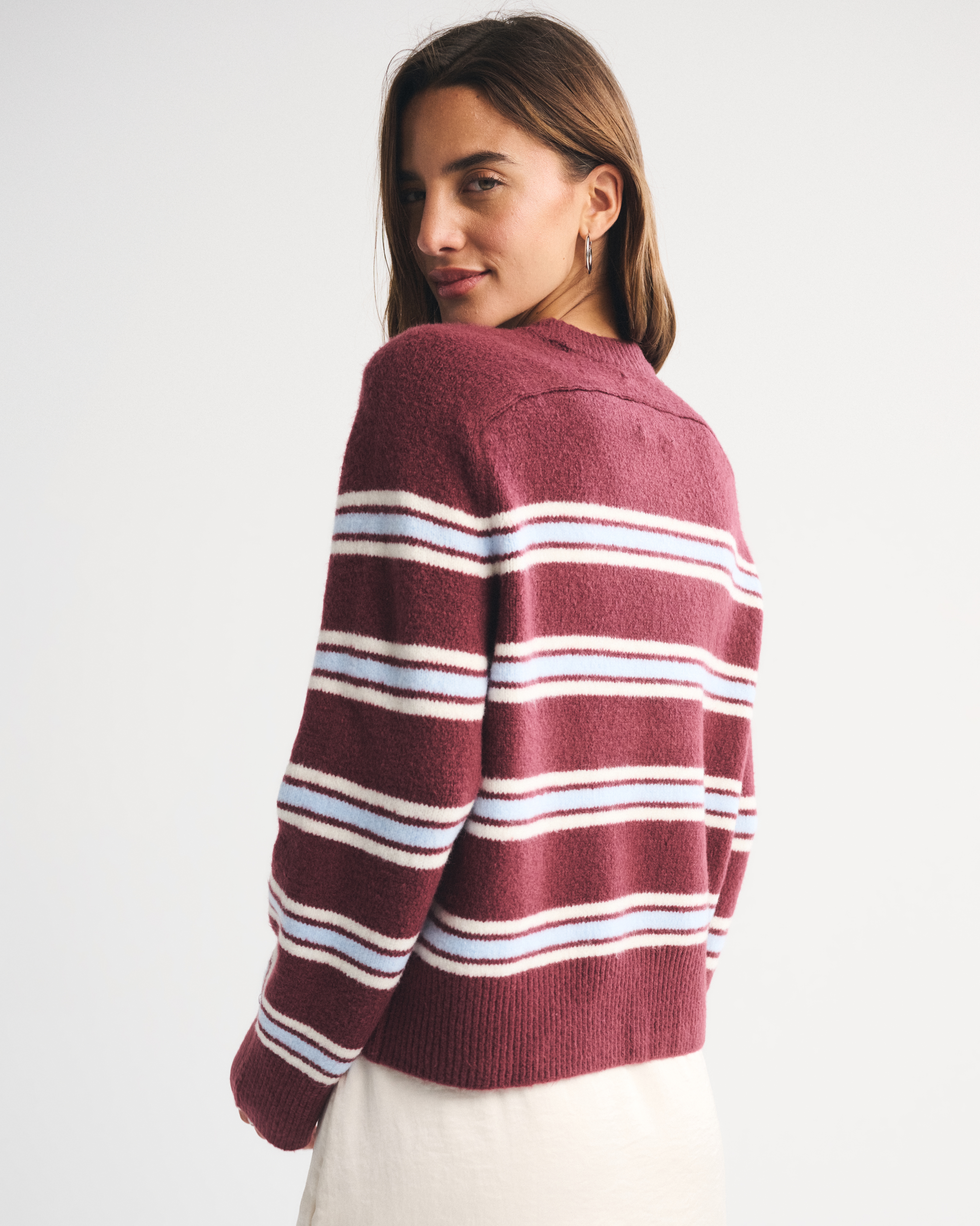 Abercrombie & Fitch The A&f Madeline Crew Sweater In Burgundy