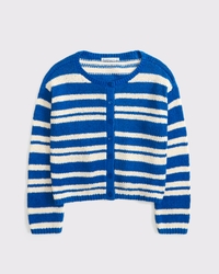 Open-Stitch Textural Crew Cardigan