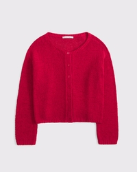 Open-Stitch Textural Crew Cardigan