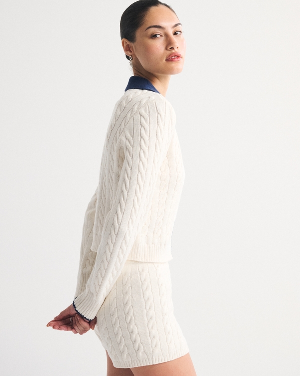 Cable-Knit Collared Cardigan