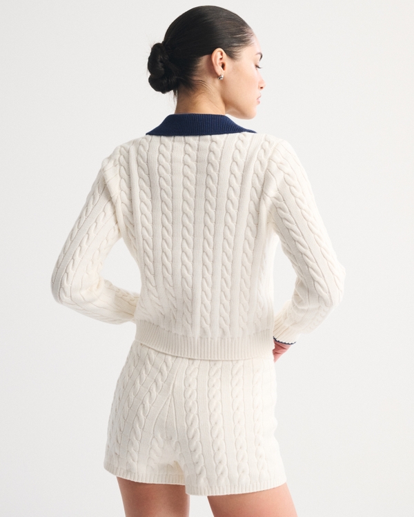 Cable-Knit Collared Cardigan