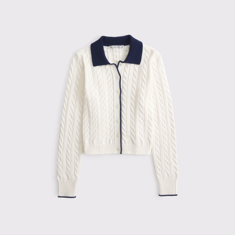 Женские кардиганы Abercrombie & Fitch Cable-Knit Collared Cardigan