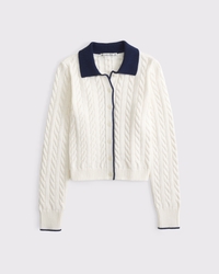Cable-Knit Collared Cardigan