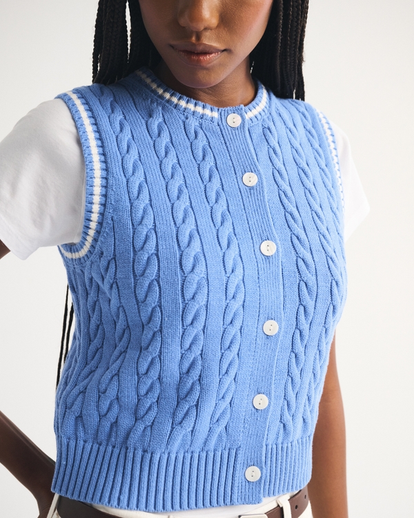 ニット/セーター Cable Knit Vest Buttoned cable-knit sweater vest | Twik | Sweater Vests & Camis
