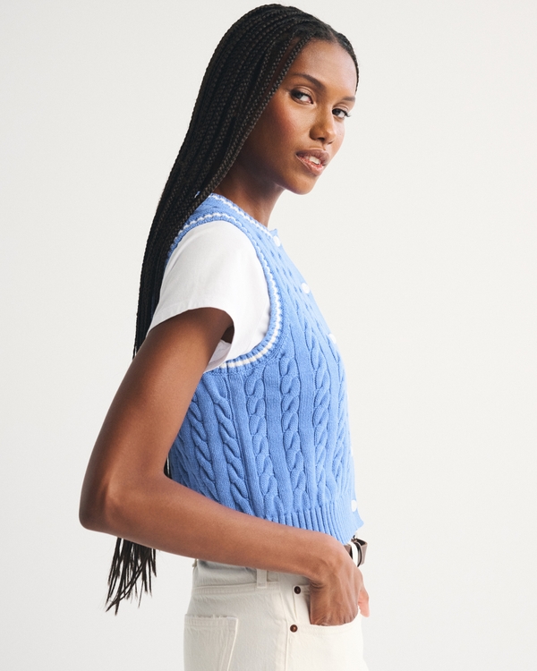 Women's Cable-Knit Crew Sweater Vest | Women's Clearance