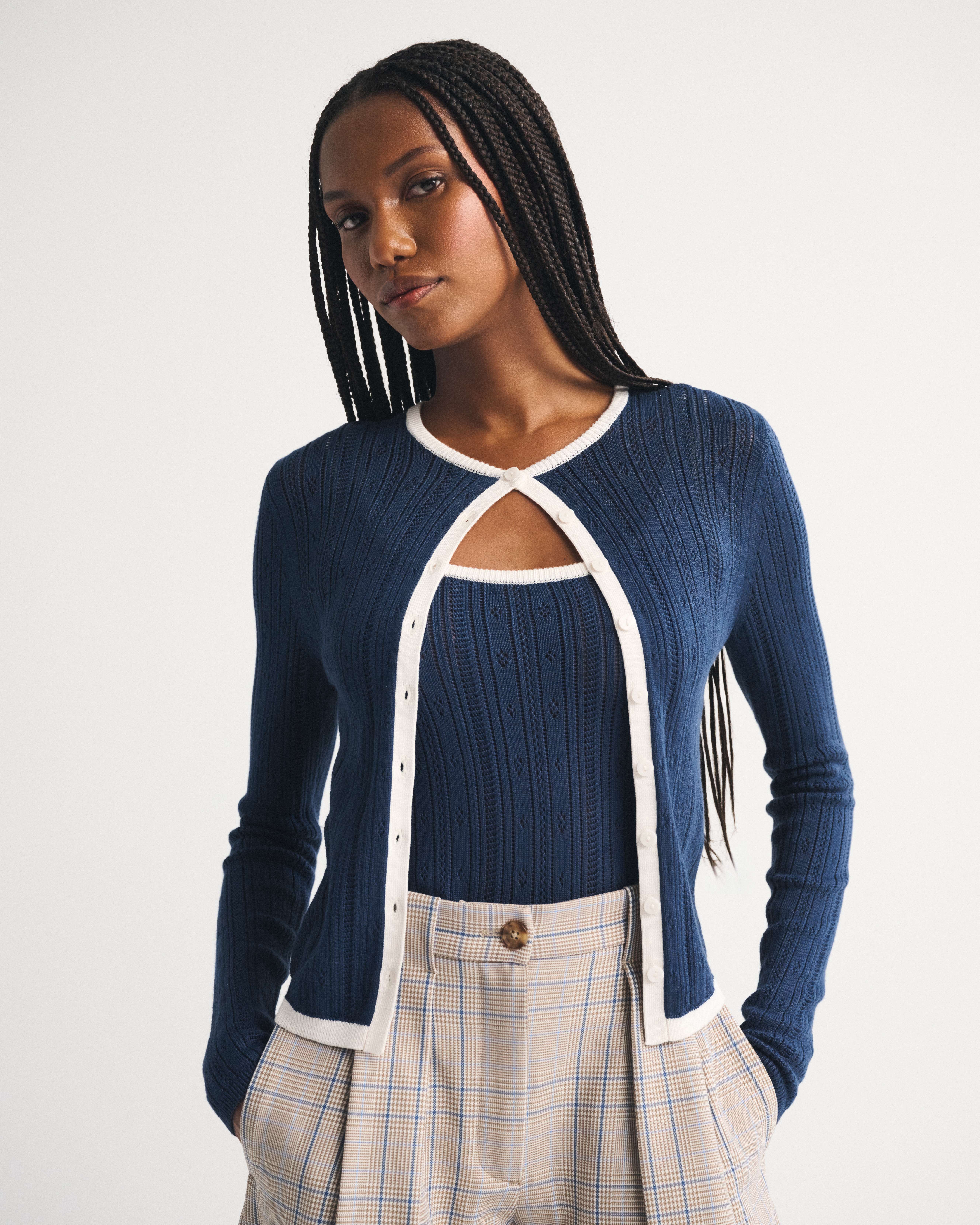 Женские кардиганы Abercrombie & Fitch Pointelle Crew Cardigan — фото 2