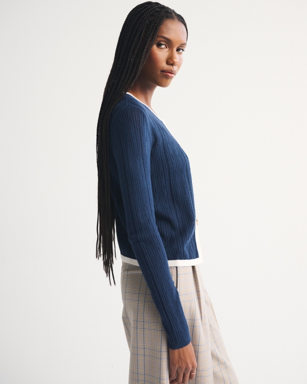 Pointelle Crew Cardigan