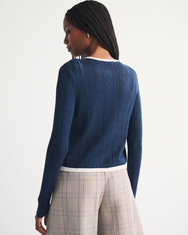 Pointelle Crew Cardigan
