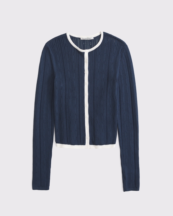 Pointelle Crew Cardigan