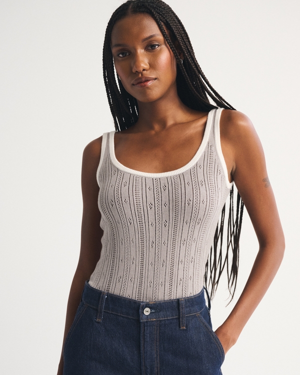 Pointelle Scoopneck Sweater Tank