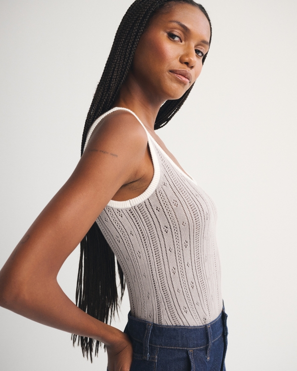 Pointelle Scoopneck Sweater Tank