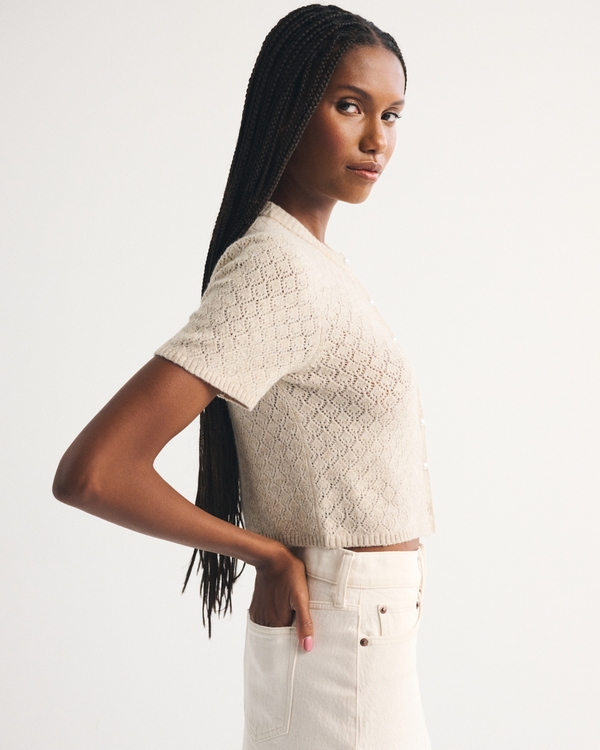 Women's Merino Wool-Blend Short-Sleeve Cardigan | Women's