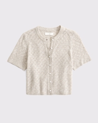 Merino Wool-Blend Short-Sleeve Cardigan