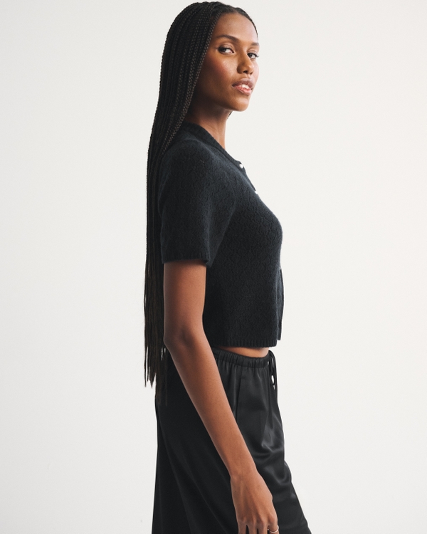 Women's Merino Wool-Blend Short-Sleeve Cardigan | Women's Tops
