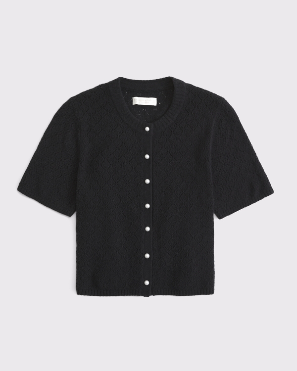 Women's Merino Wool-Blend Short-Sleeve Cardigan | Women's Tops
