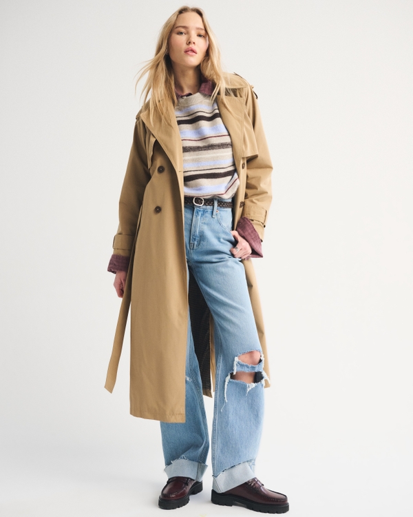 The A&F Madeline Striped Crew Sweater, Brown Stripe view 2