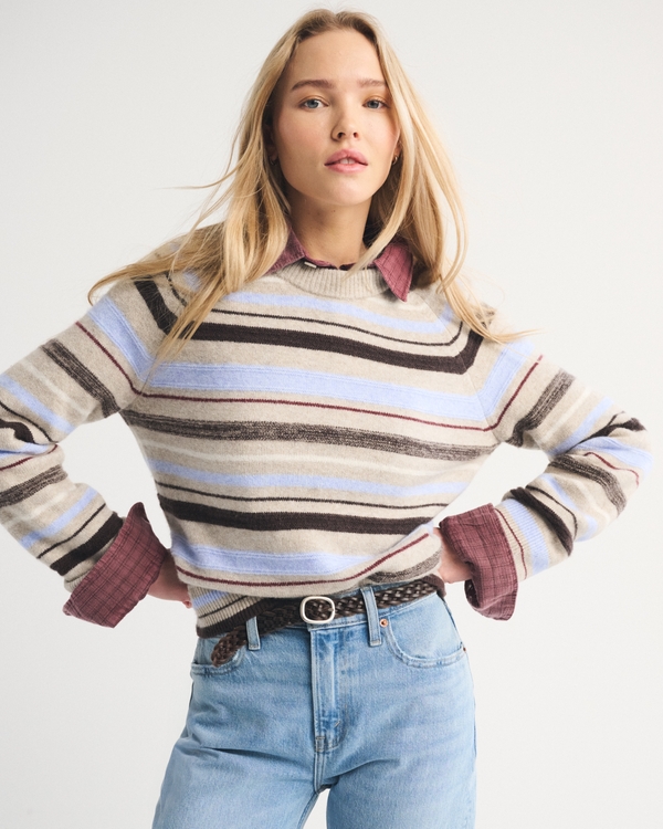 The A&F Madeline Merino Wool-Blend Striped Crew Sweater