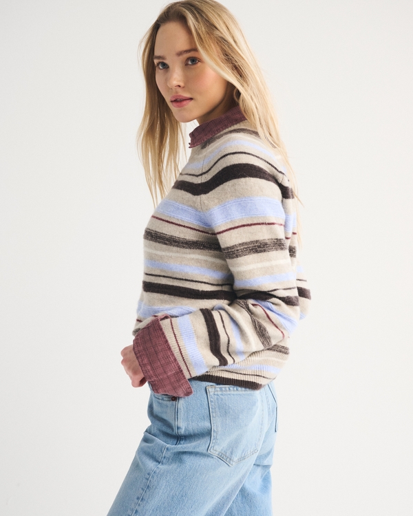 The A&F Madeline Merino Wool-Blend Striped Crew Sweater