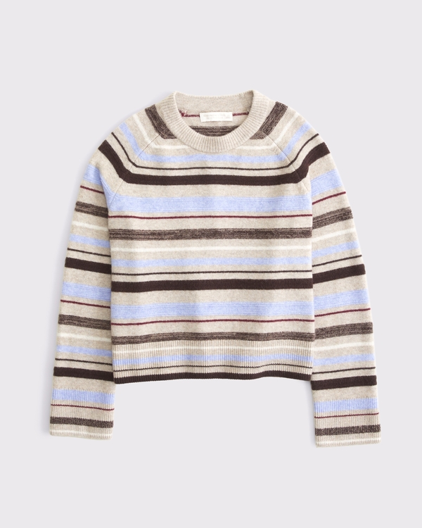 Abercrombie & Fitch The A&F Madeline Merino Wool-Blend Striped Crew Sweater