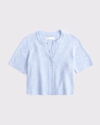 Merino Wool-Blend Short-Sleeve Cardigan