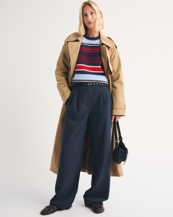 A&F Madeline Crew Sweater, Navy Stripe view 2