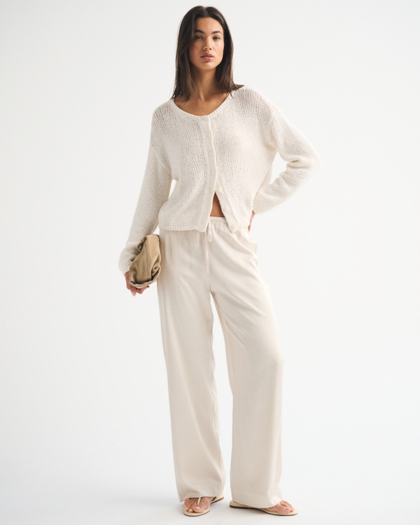 Crew Cardigan, Cream view 1