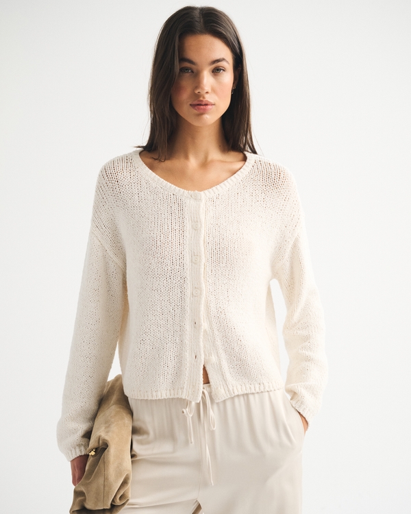 Crew Cardigan, Cream view 2