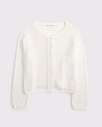 Open-Stitch Textural Crew Cardigan