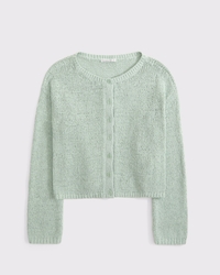 Open-Stitch Textural Crew Cardigan