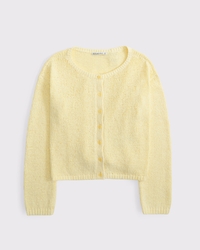 Open-Stitch Textural Crew Cardigan