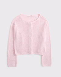 Open-Stitch Textural Crew Cardigan