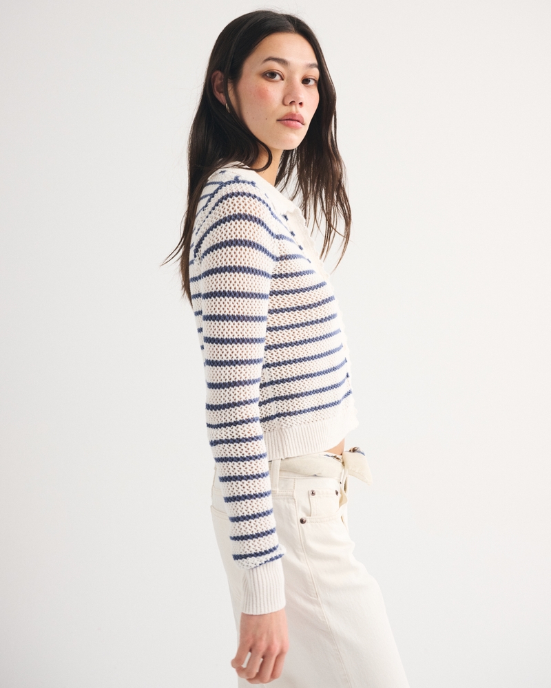 Crochet-Style Collared Cardigan - thumbnail 5