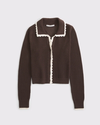 Crochet-Style Collared Cardigan