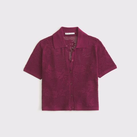 Женские топы Abercrombie & Fitch Floral Crochet Polo