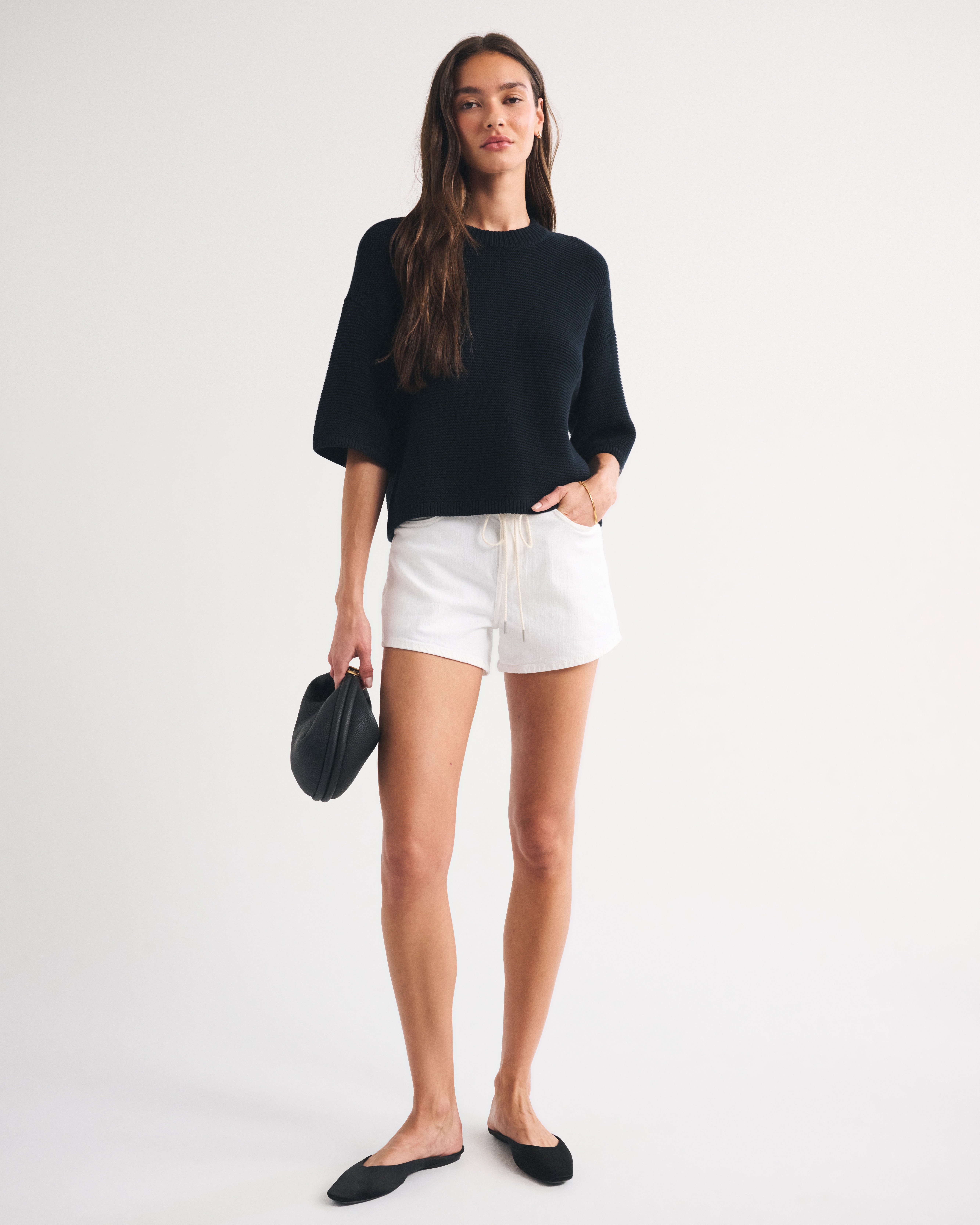 Женские свитеры Abercrombie & Fitch 100% Cotton Textural-Stitch Boxy Sweater Tee — фото 3
