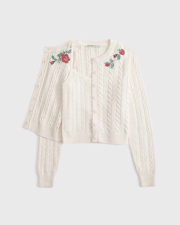 Women's Cable-Knit Cardigan Twinset | Women's Tops | Abercrombie.com