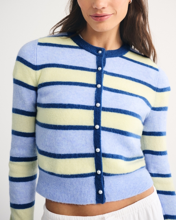 Merino Wool-Blend Shrunken Crew Cardigan