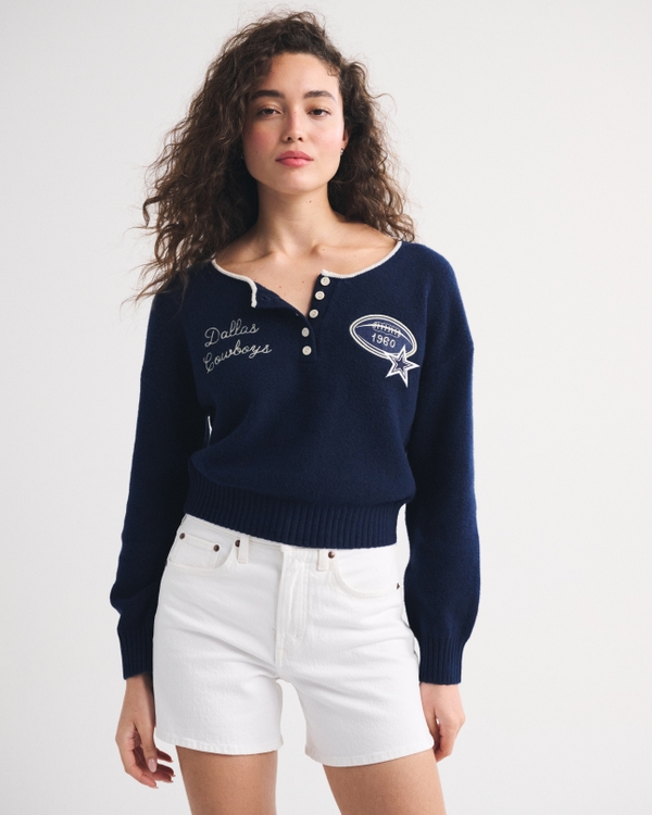 Dallas Cowboys Henley Sweater, Navy - Cowboys view 2