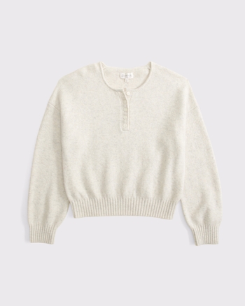 Merino Wool-Blend Henley Sweater