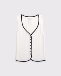 Pointelle Button-Through Sweater Tank