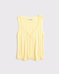 Pointelle Button-Through Sweater Tank