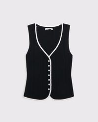 Pointelle Button-Through Sweater Tank