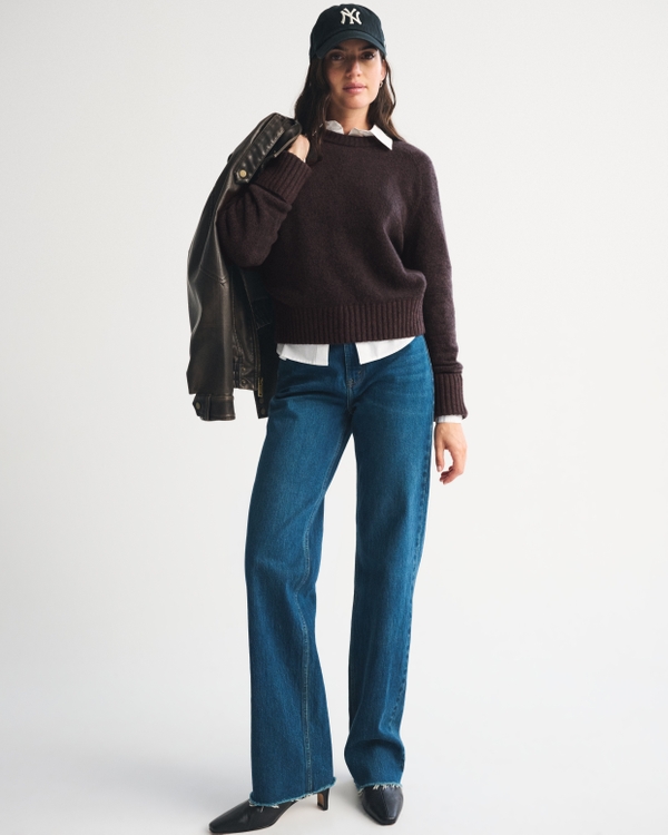 A&F Madeline Crew Sweater, Dark Coffee Pattern view 2