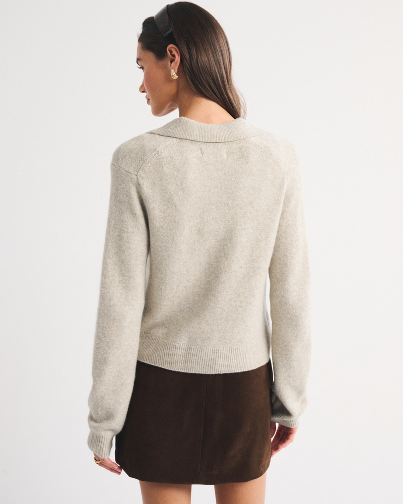 Merino Wool-Blend Long-Sleeve Polo - thumbnail 5