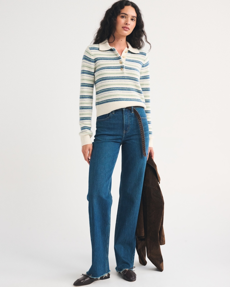 Merino Wool-Blend Long-Sleeve Polo - thumbnail 6