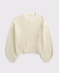 Textural Open-Stitch Crew Sweater