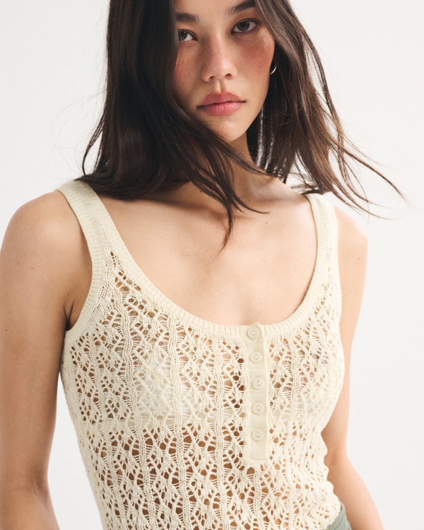 Women's Textural Henley Sweater Tank | Women's Clearance