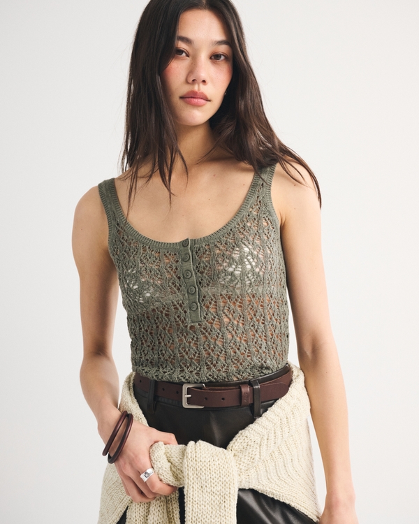 Women's Textural Henley Sweater Tank | Women's Clearance
