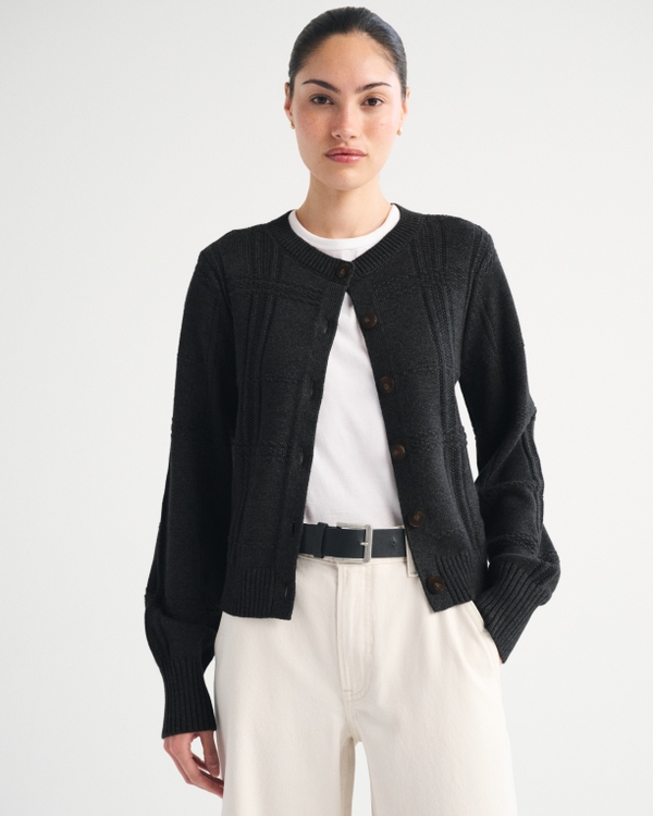 Textural Stitch Shrunken Cardigan